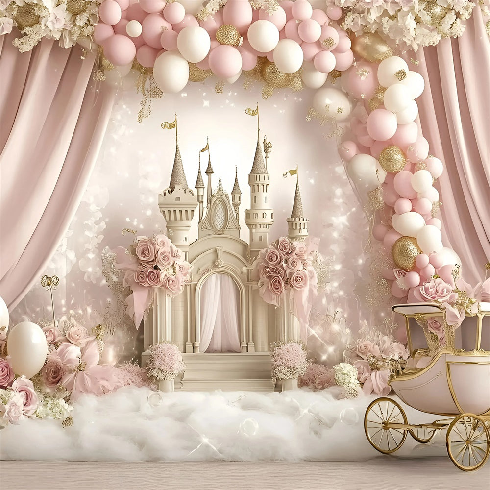 Cake Smash Backdrop Girl Rose Carriage Fantasy Backdrop GQ6-299