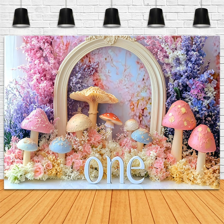 1st Birthday Backdrop Magical Mushroom Garden Backdrop GQ6-304