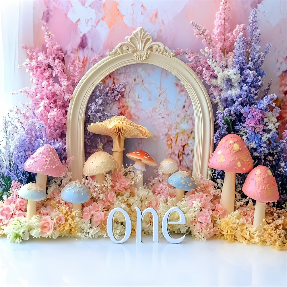 1st Birthday Backdrop Magical Mushroom Garden Backdrop GQ6-304