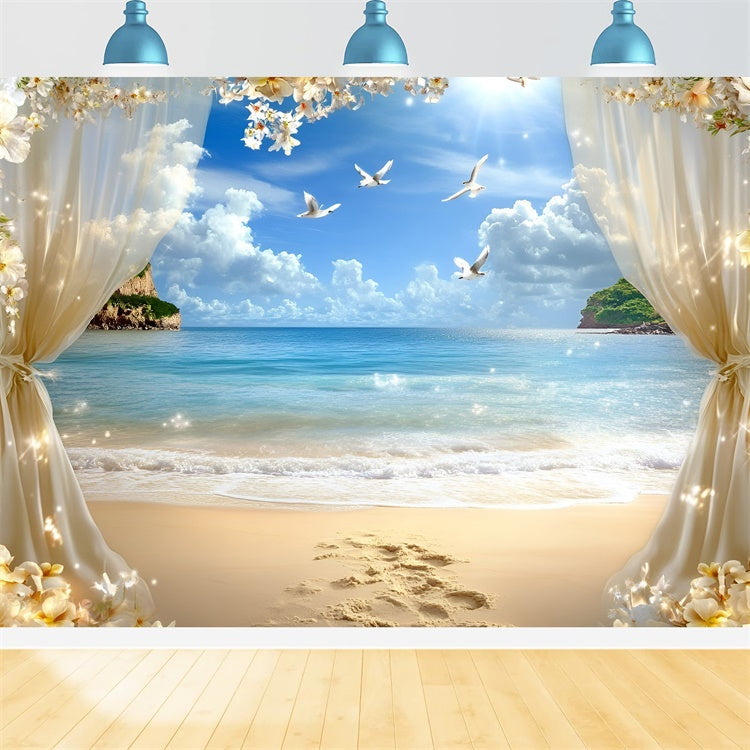 Beach Theme Backdrop Dream Island Horizon Summer Backdrop GQ6-49