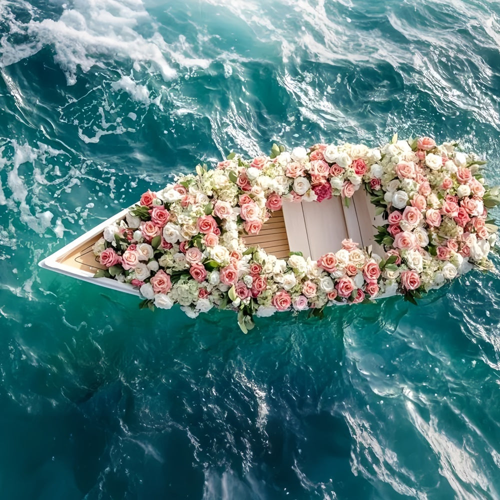 Summer Photo Backdrop Floating Floral Dream Boat Backdrop GQ6-52