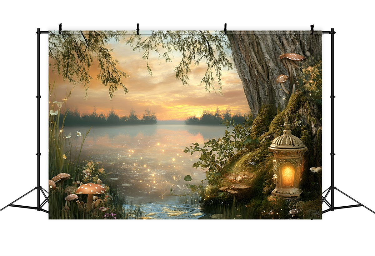 Forest Backdrops Twilight Fairy Lake Summer Photo Backdrop GQ6-58
