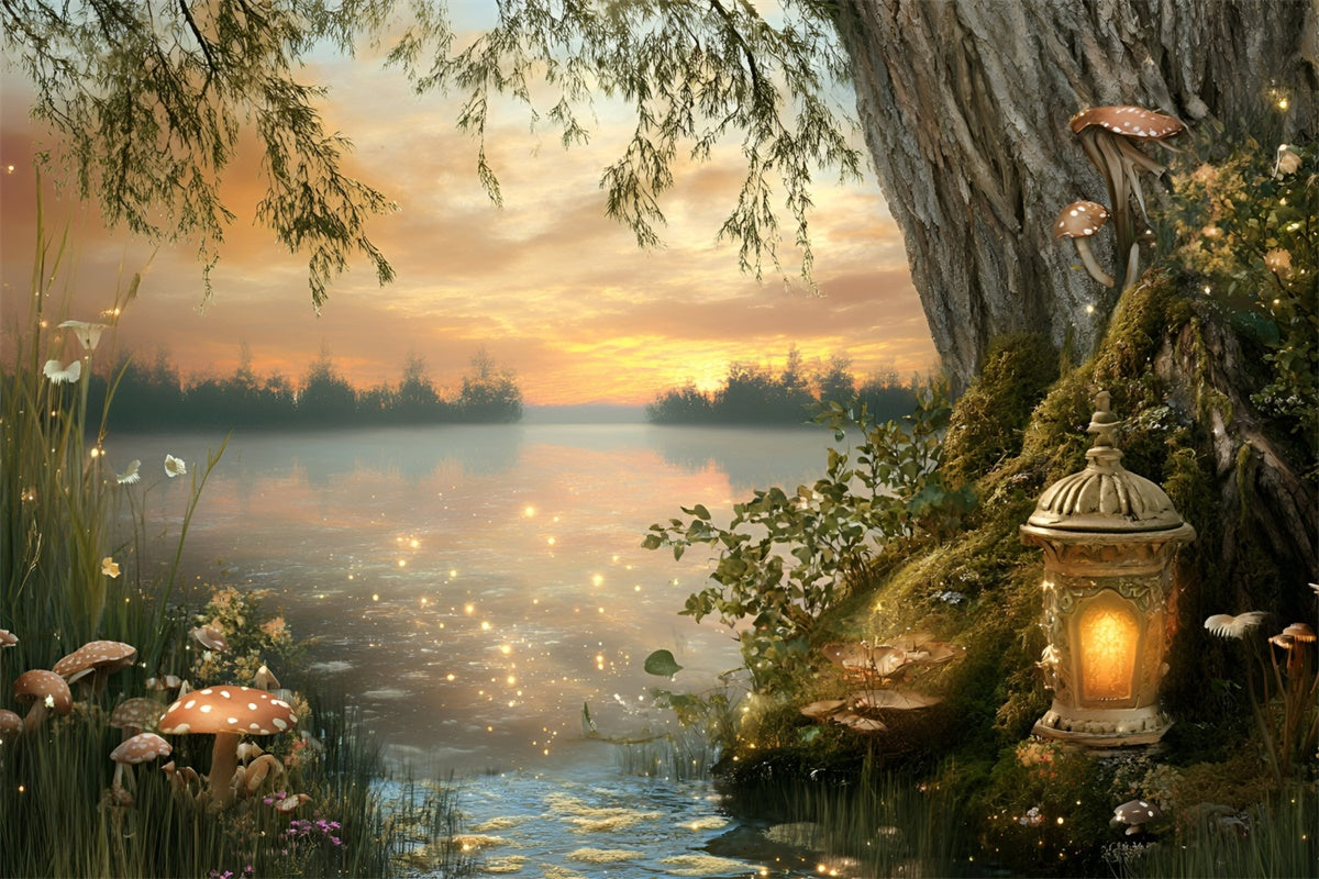 Forest Backdrops Twilight Fairy Lake Summer Photo Backdrop GQ6-58
