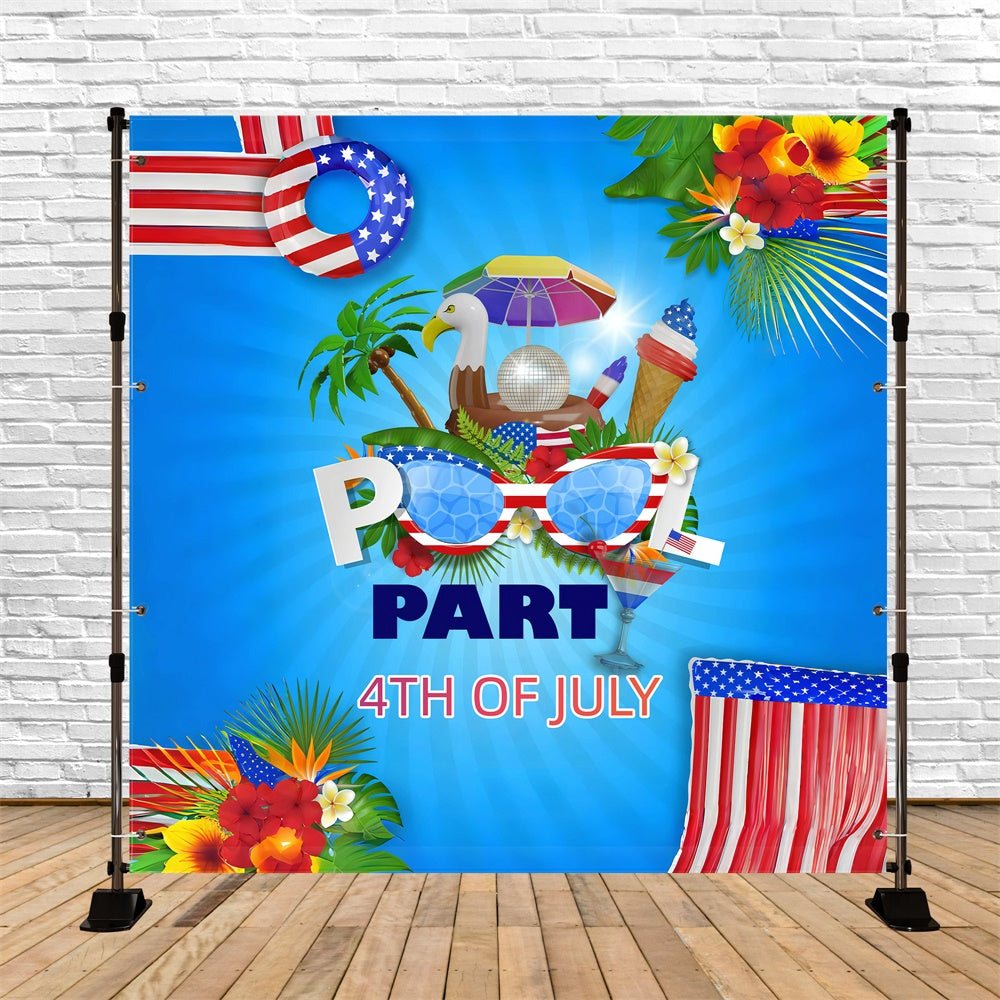 Summer Backdrop Patriotic Pool Bash 4th of July Backdrops GQ6-74