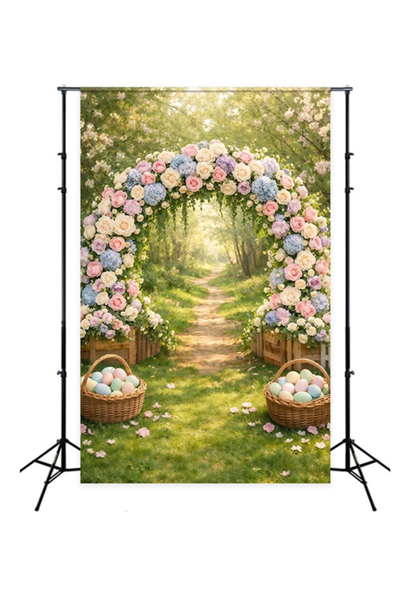 Easter Spring Backdrops Pastel Floral Garden Arch Photography Easter Backdrop GQ61-20
