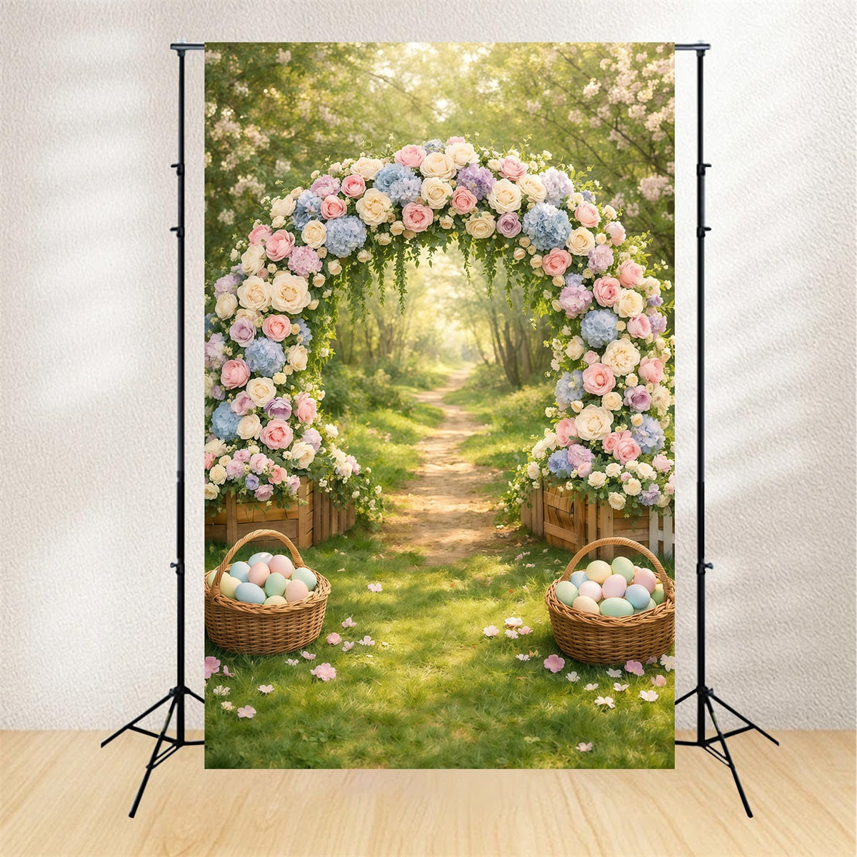 Easter Spring Backdrops Pastel Floral Garden Arch Photography Easter Backdrop GQ61-20