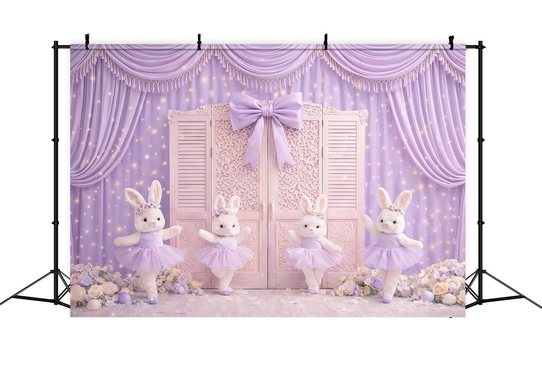Bunny Backdrop Ideas Lavender Curtain Ballet Stage Backdrop For Easter Pictures GQ61-26
