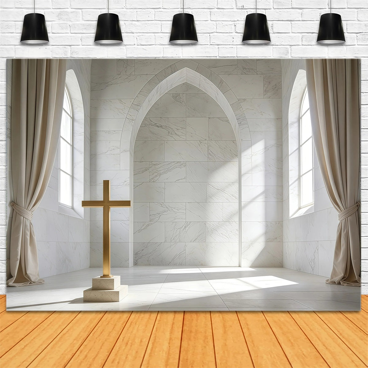 Easter Church Backdrop Religious Sacred Cross Window Easter Backdrop 10x10 GQ61-51