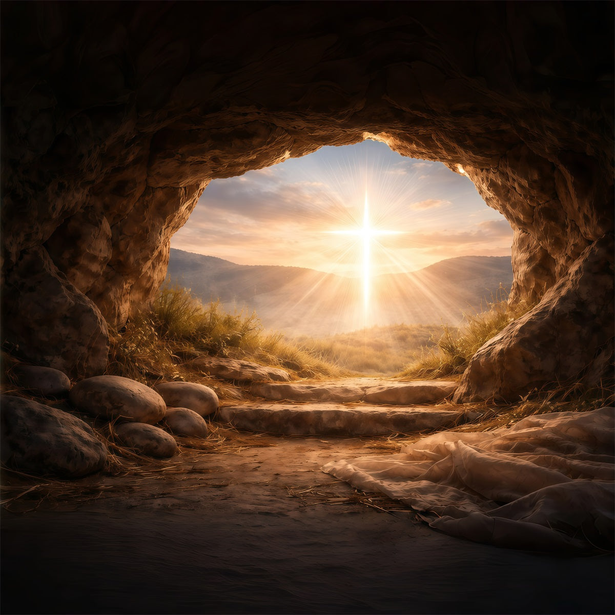 Easter Photo Backdrop Ideas For Church Empty Tomb Sunrise Glory Easter Themed Backdrop GQ61-6