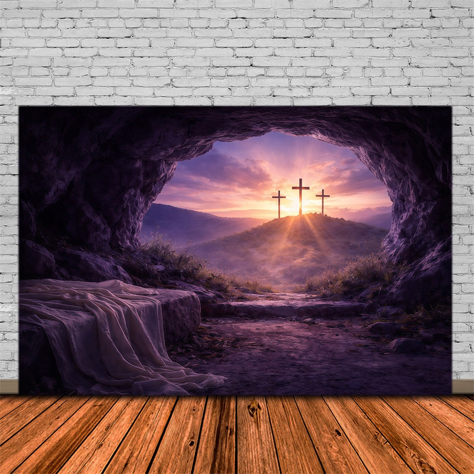 Easter Tomb Backdrop Resurrection Dawn Empty Tomb Easter Photography Backdrops For Sale GQ61-9