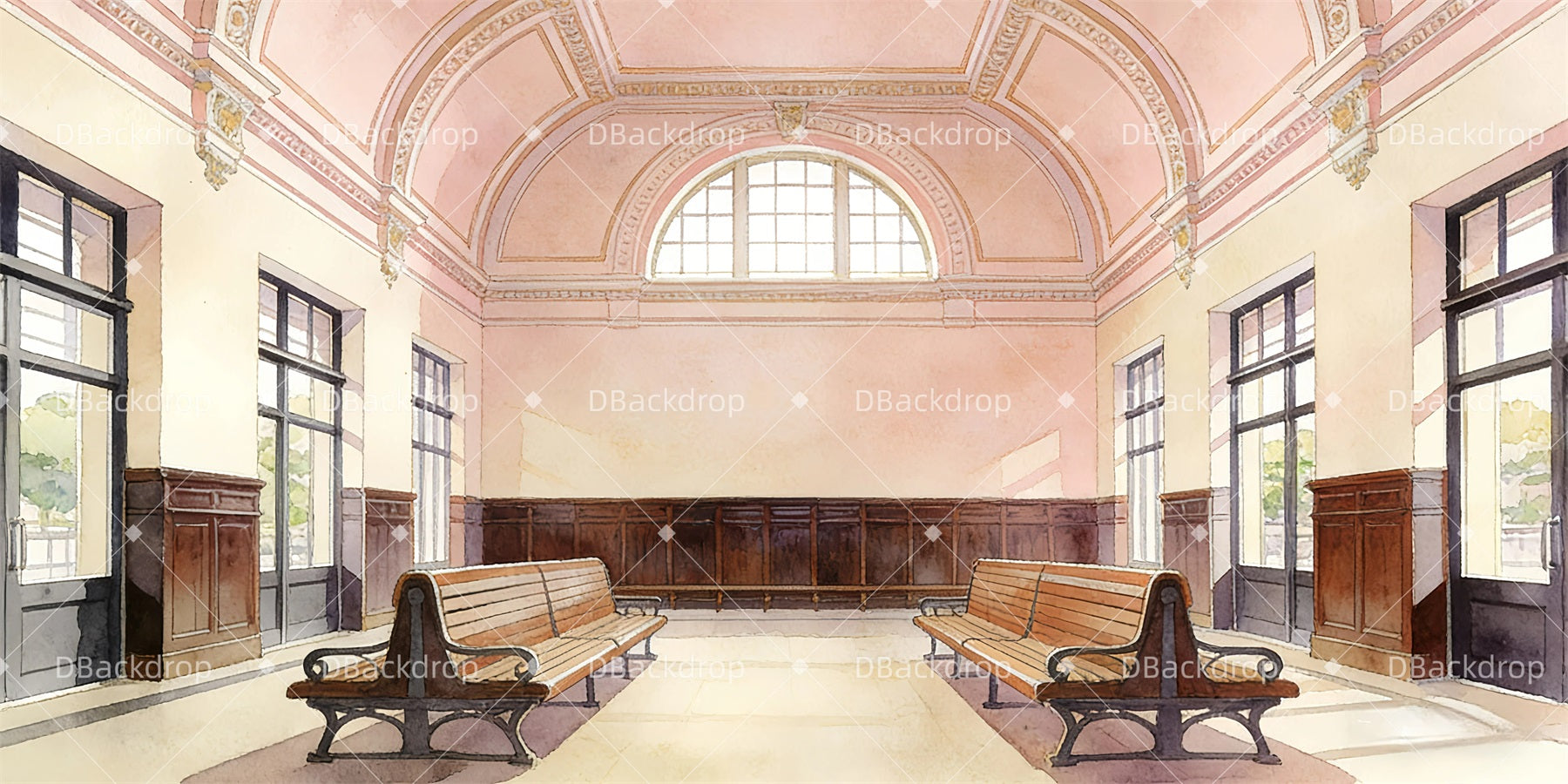 Backdrop For Theater Play Train Station Stage Backdrops GQ63-T69