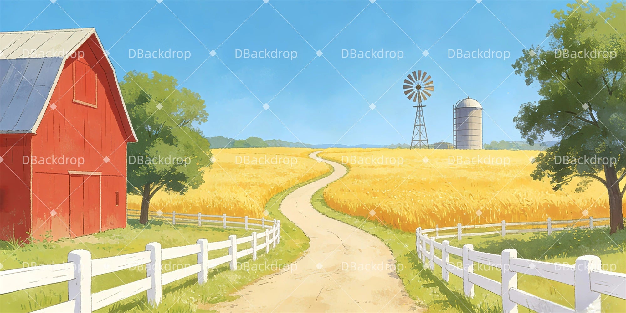 Scenic Backdrops Autumn Farm Stage Scenery Backdrops GQ63-T83