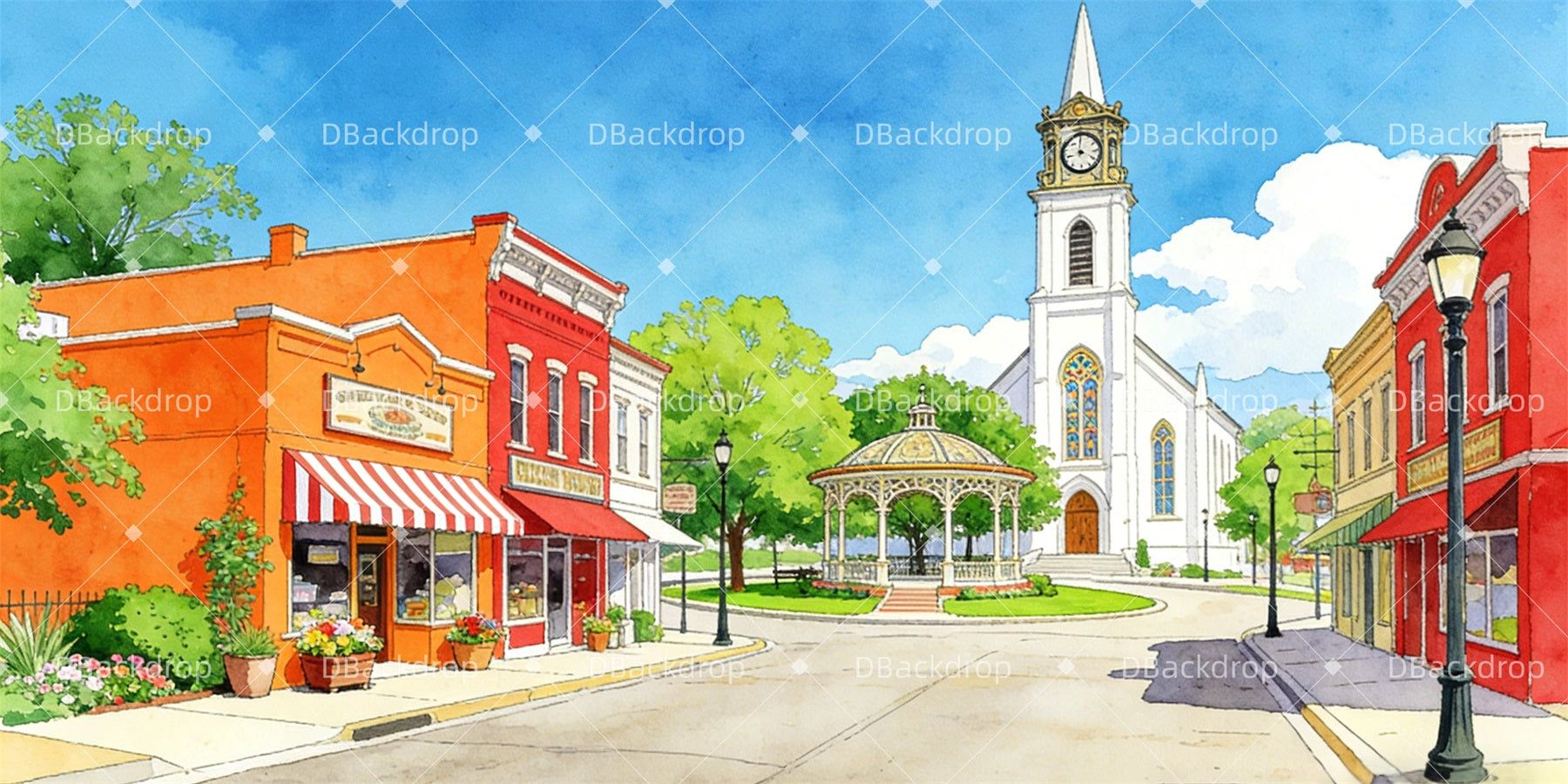 Backdrop For Theater Play Retro Town Stage Backdrop Ideas GQ63-T84
