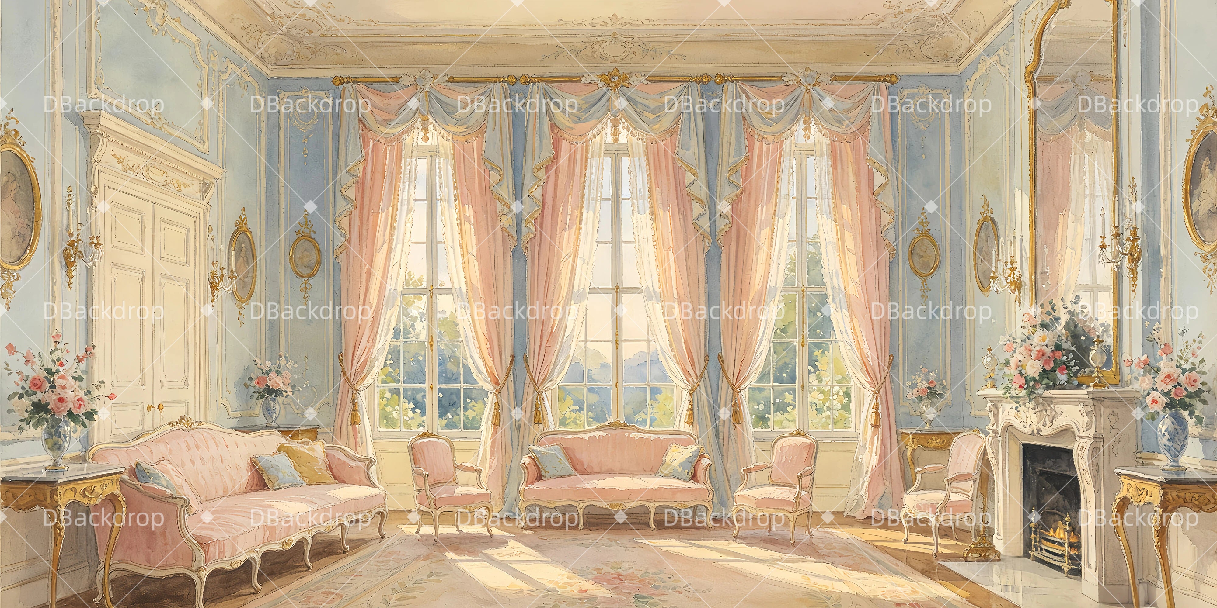 Theater Stage Backdrops Palace Interior School Play Backdrop GQ64-T10