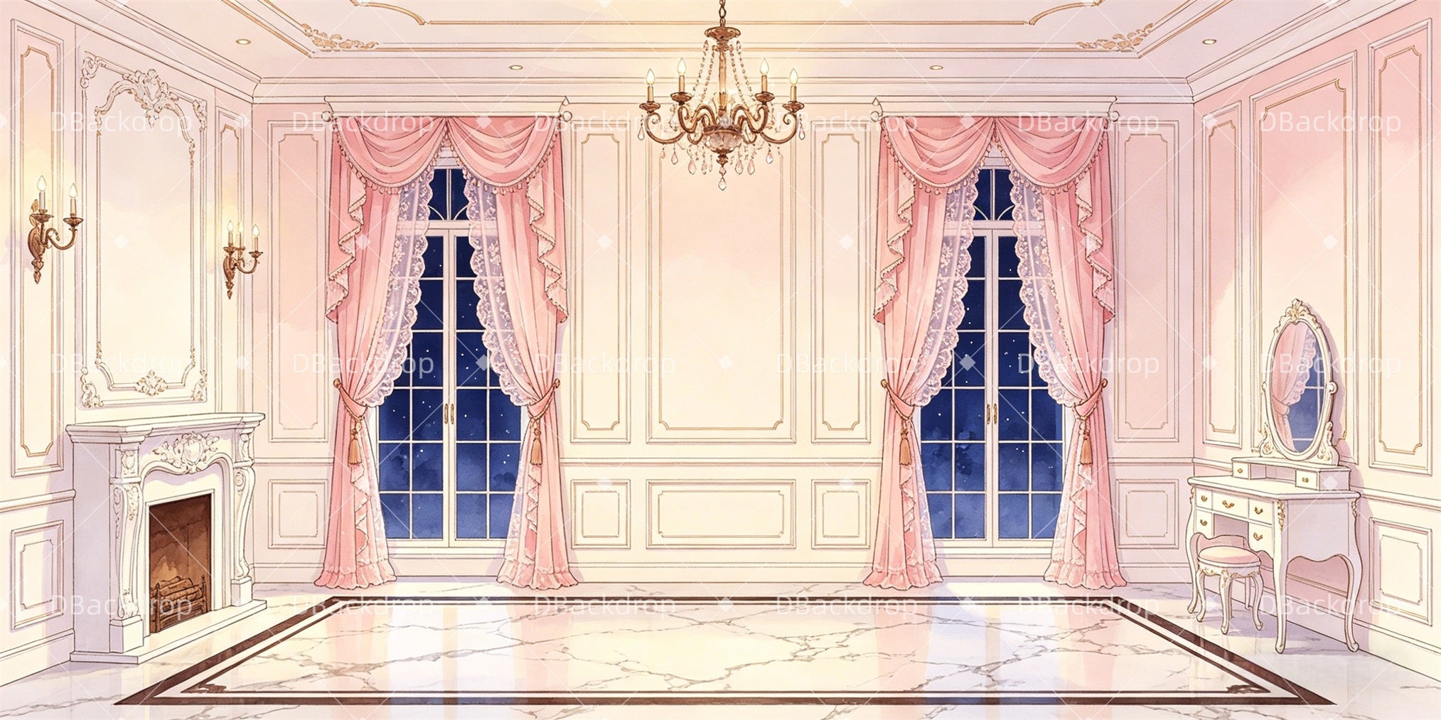 Stage Backdrops Victorian Bedroom School Play Backdrops GQ65-T21
