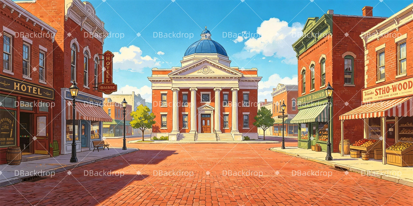 Stage Backdrop Ideas American City Square Backdrop For Theater Play GQ65-T29