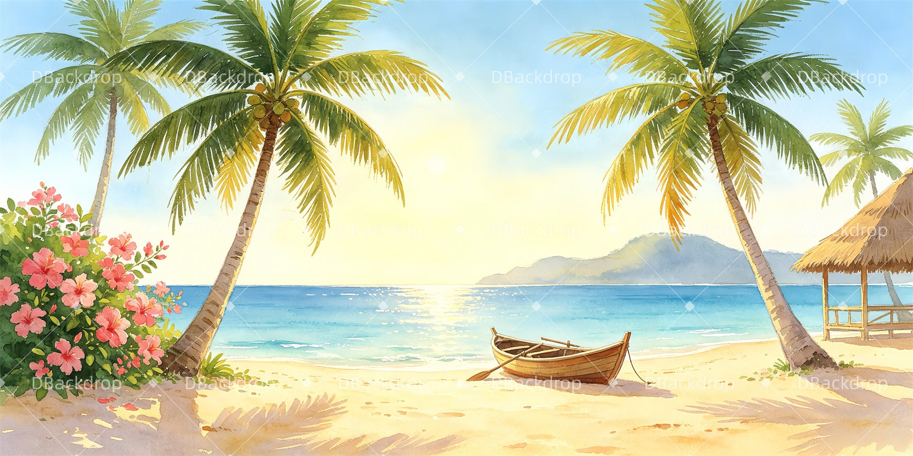 Stage Backdrop Ideas Tropical Beach Backdrop For Theater Play GQ65-T61