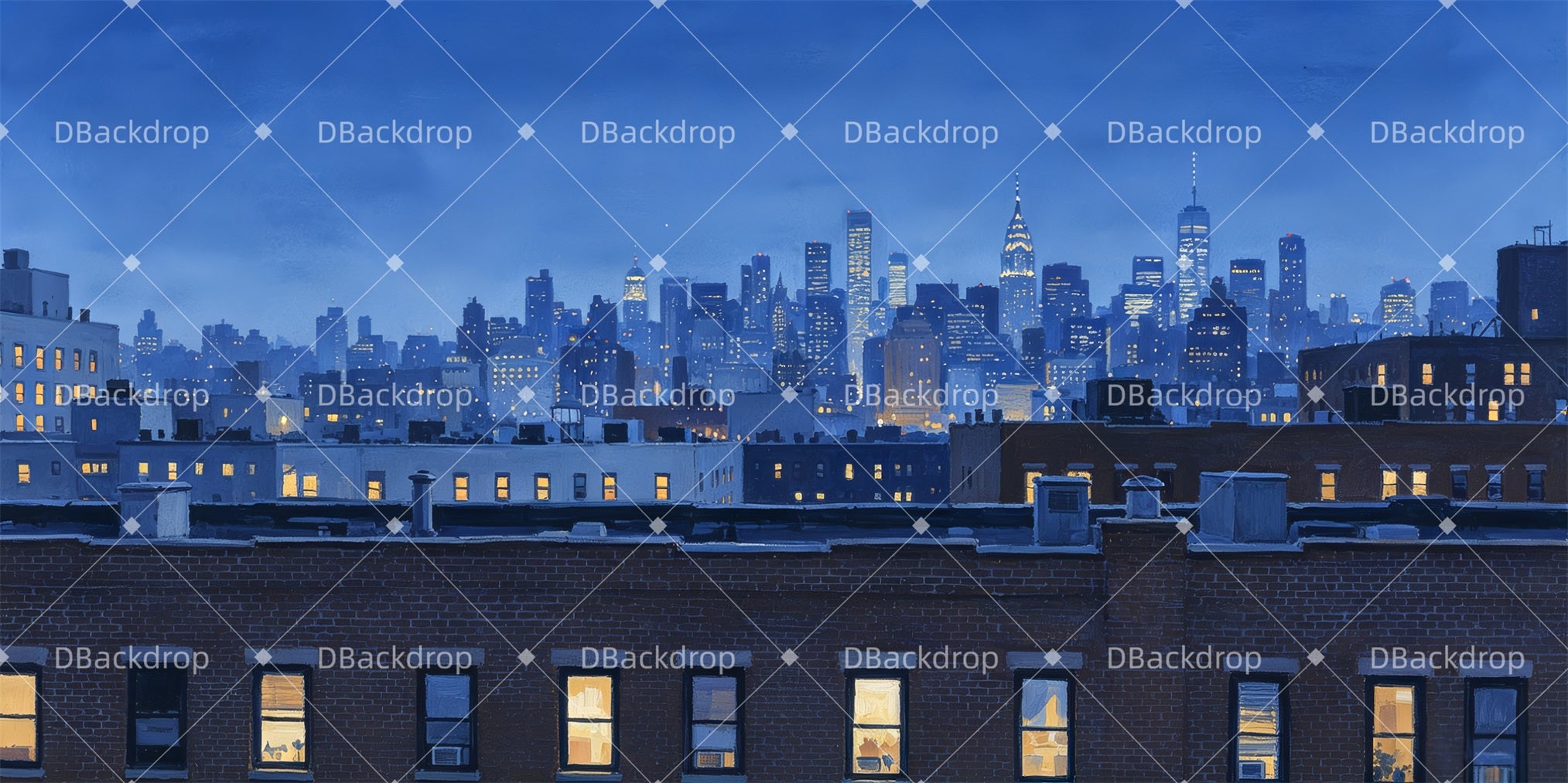Stage Backdrop Nighttime City Rooftop Movie Theater Backdrop GQ66-T1