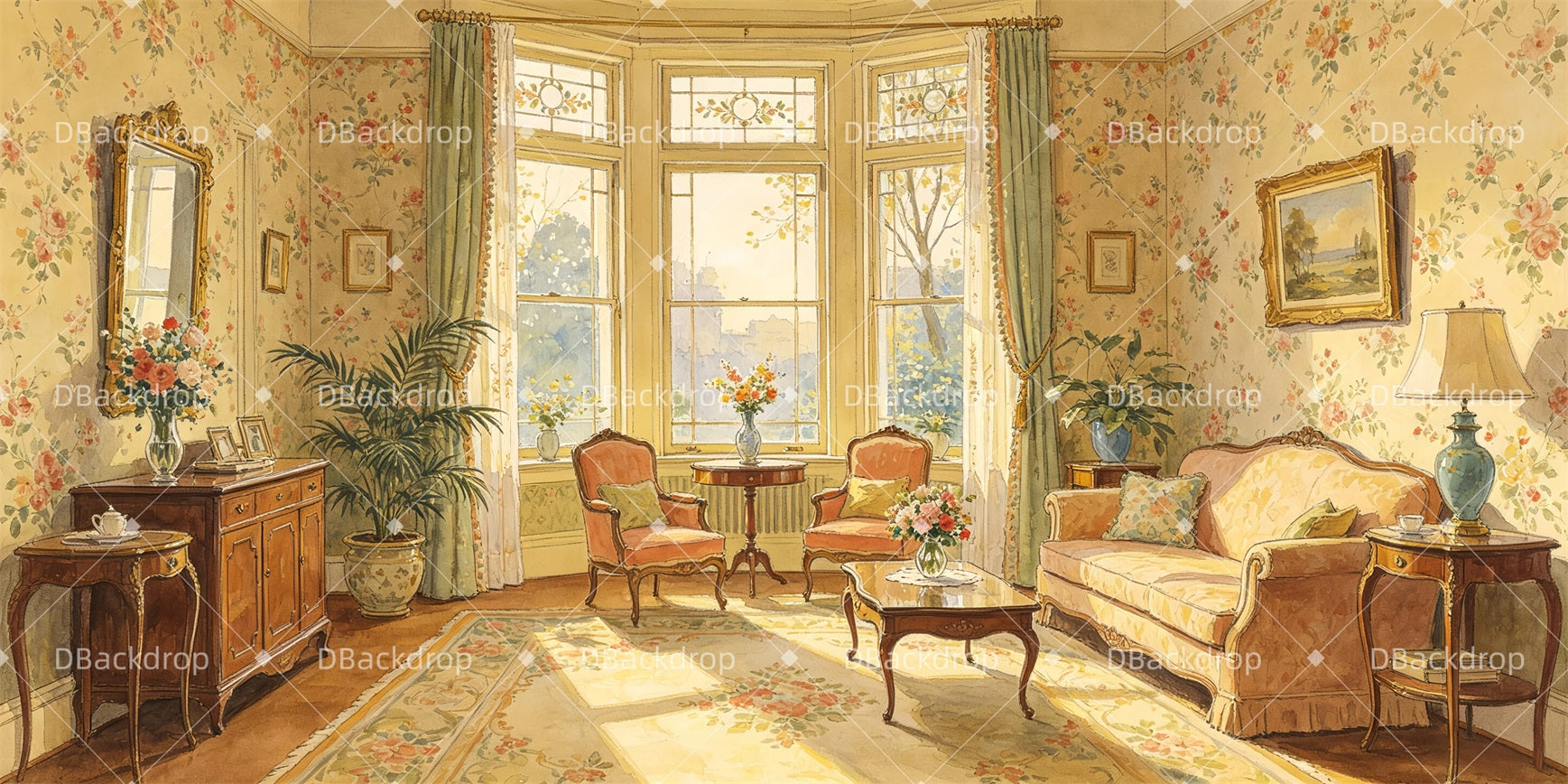 Professional Stage Backdrops Irene's Apartment Scenic Backdrops GQ66-T15