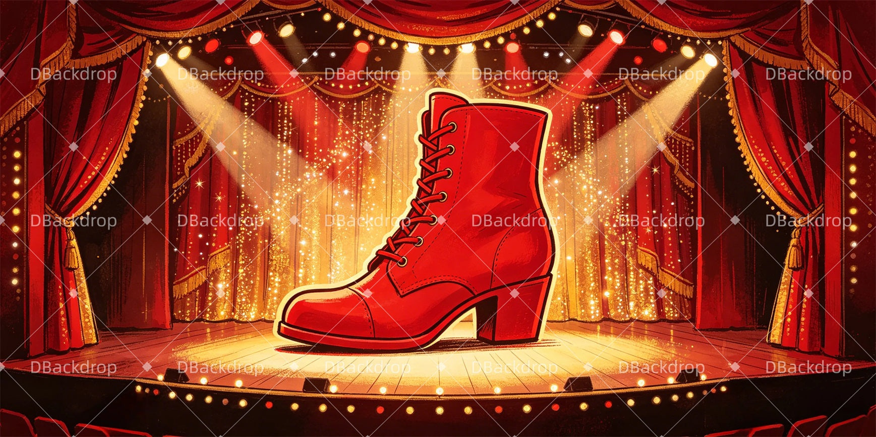 Backdrop For Theater Red Boot Stage Broadway Stage Backdrop GQ66-T30