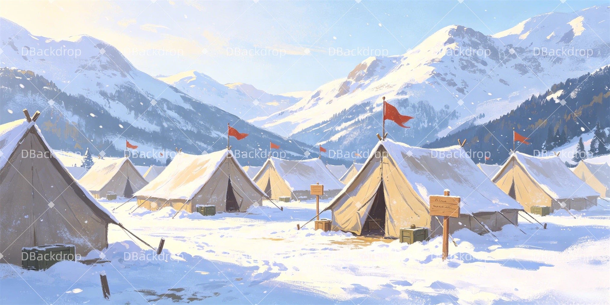 School Play Backdrops Military Camp Base Theater Stage Backdrop GQ66-T55
