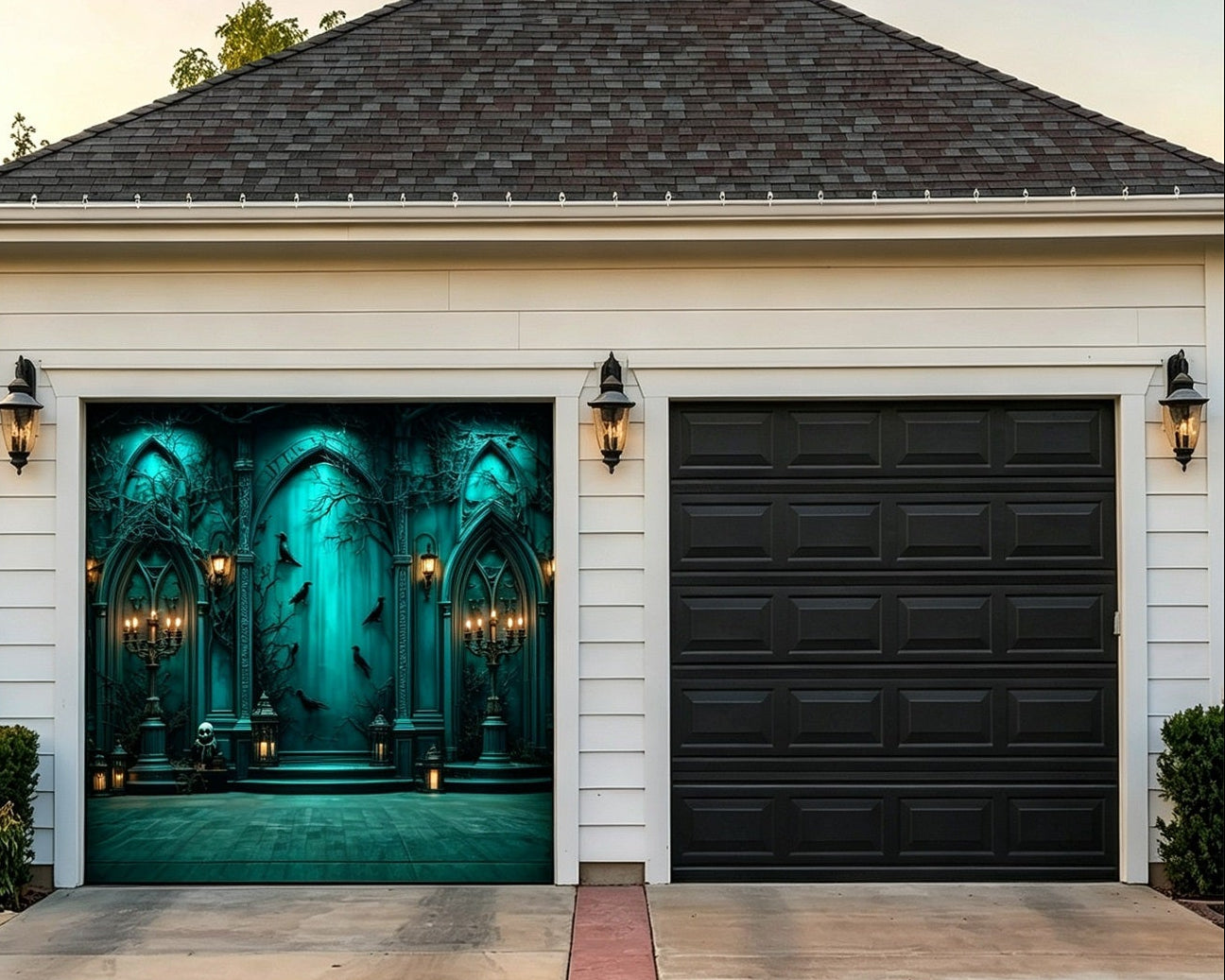 Halloween Backdrop Teal Raven Gothic Hall Halloween Garage Door Banner GQ67-18-1 car