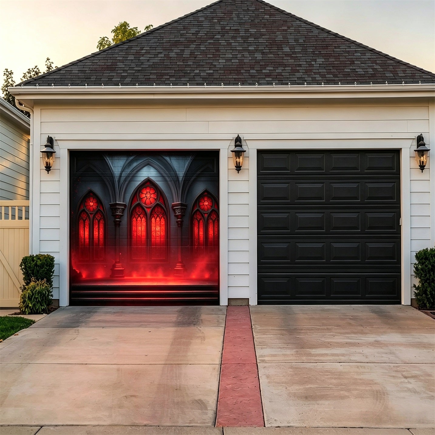 Halloween Crimson Fog Cathedral Window Backdrop Halloween Garage Decor GQ67-19