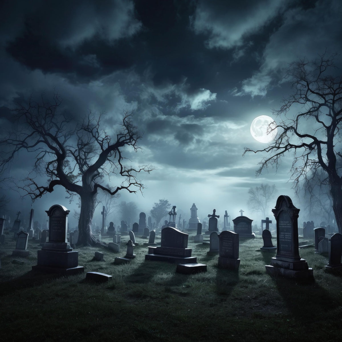 Halloween Garage Door Backdrop Gothic Graveyard Forest GQ67-2
