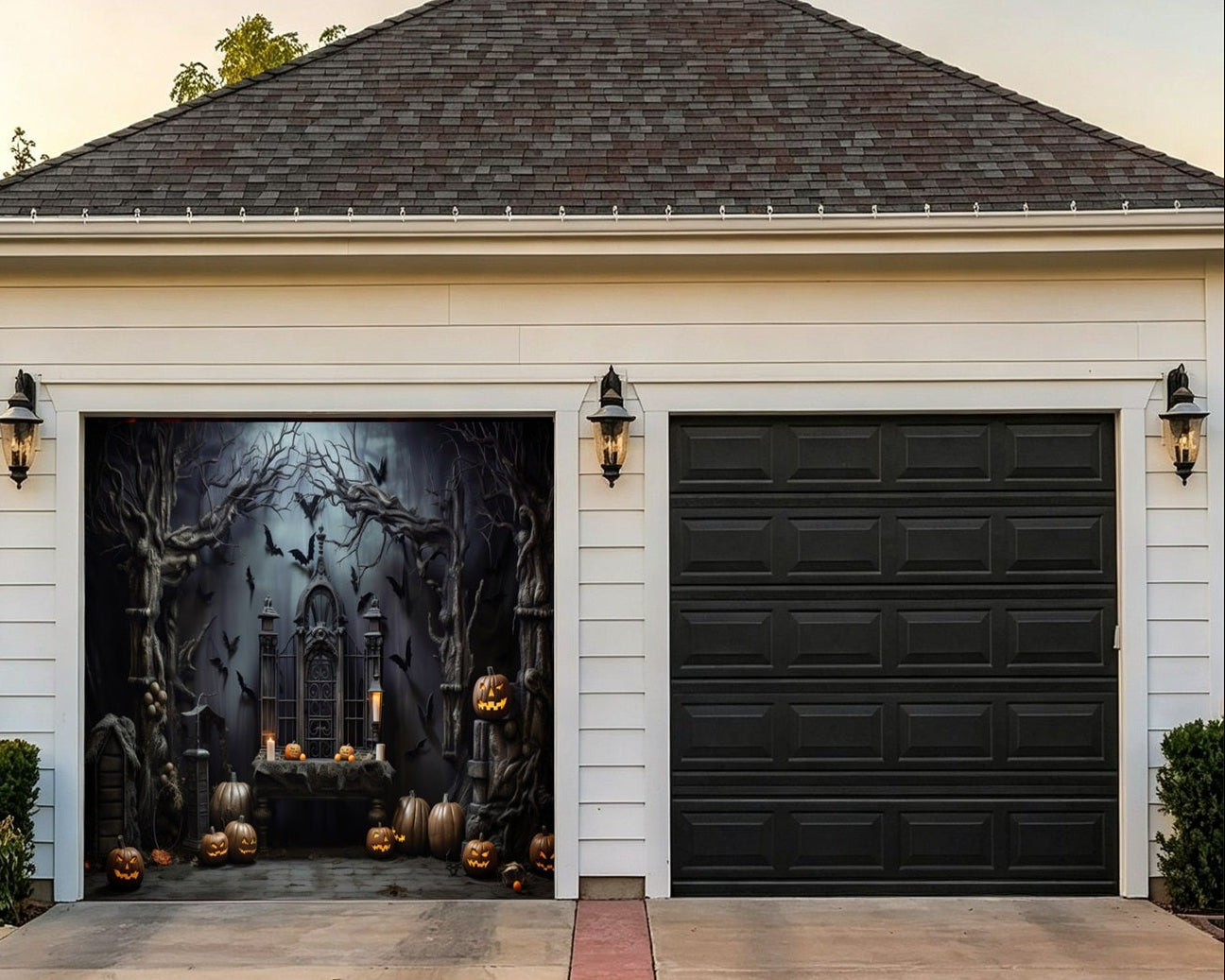 Halloween Bat Pumpkin Gothic Altar Spooky Backdrop Halloween Garage Door Decor GQ67-22-1 car