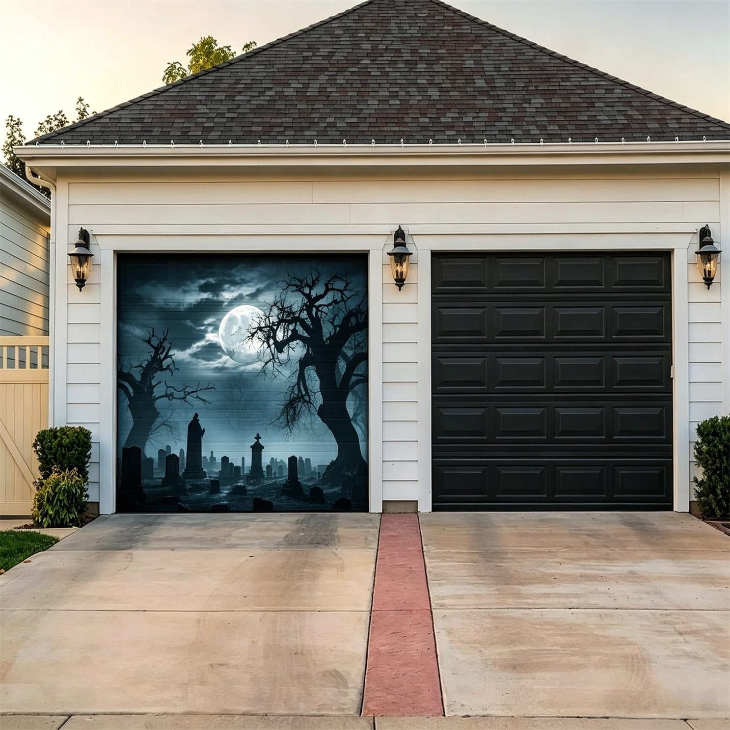 Halloween Moonlit Cemetery Twisted Trees Backdrop Outdoor Party Decor GQ67-26