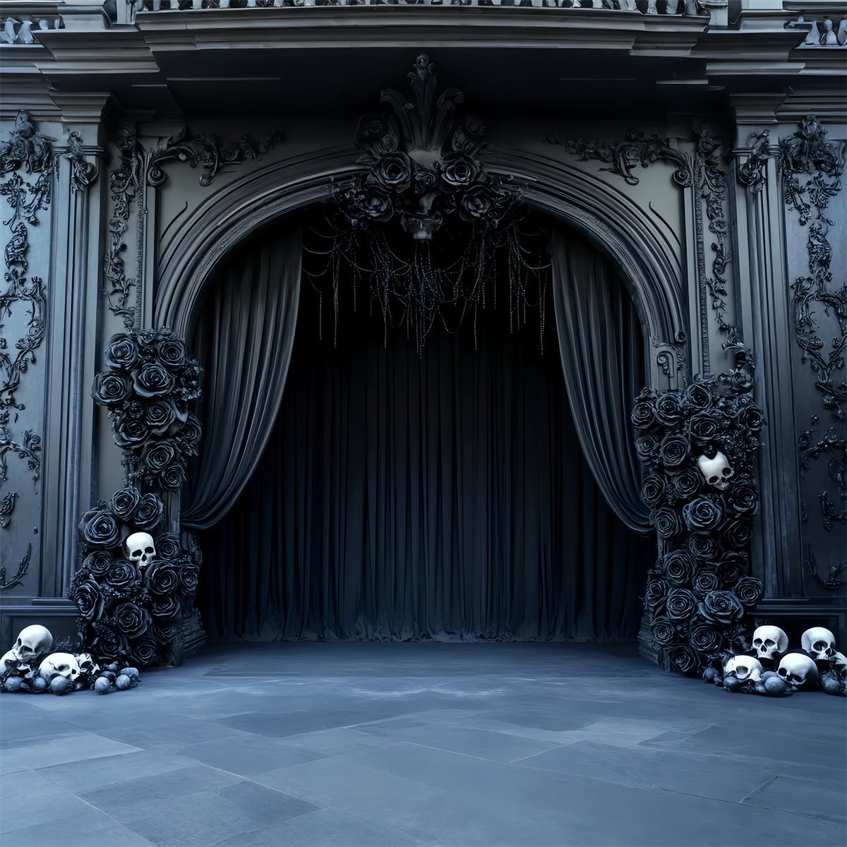 Halloween Backdrop Gothic Window Halloween Haunted House Garage Decor GQ67-27