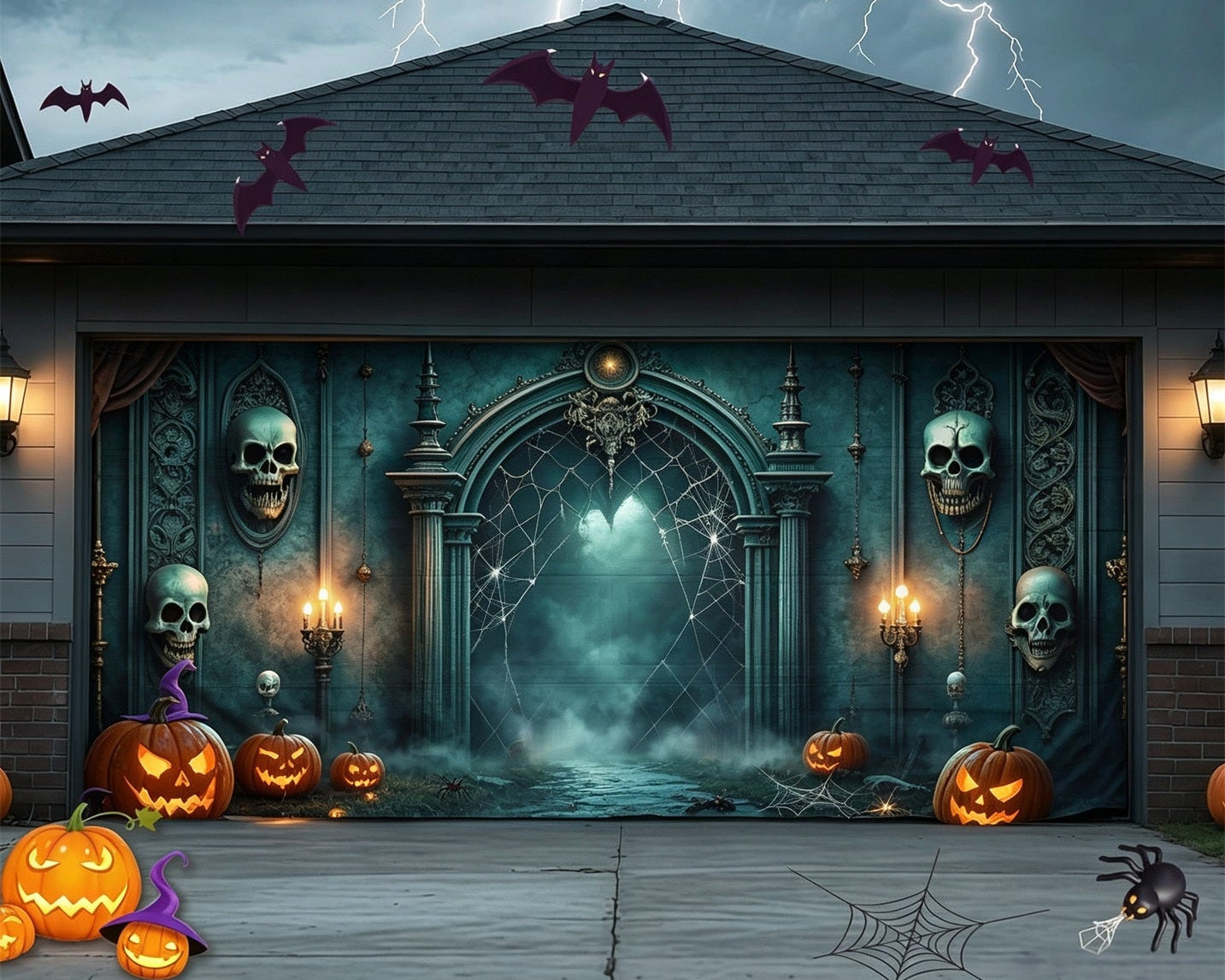 Halloween Skull Gothic Portal Backdrop Outdoor Garage Door Banner GQ67-34-2 car