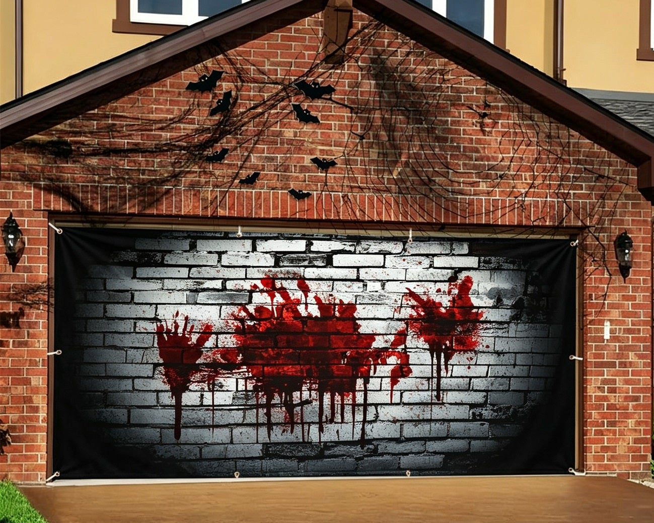 Halloween Backdrop Bloody Brick Wall Halloween Garage Door Banner GQ67-35-2 car