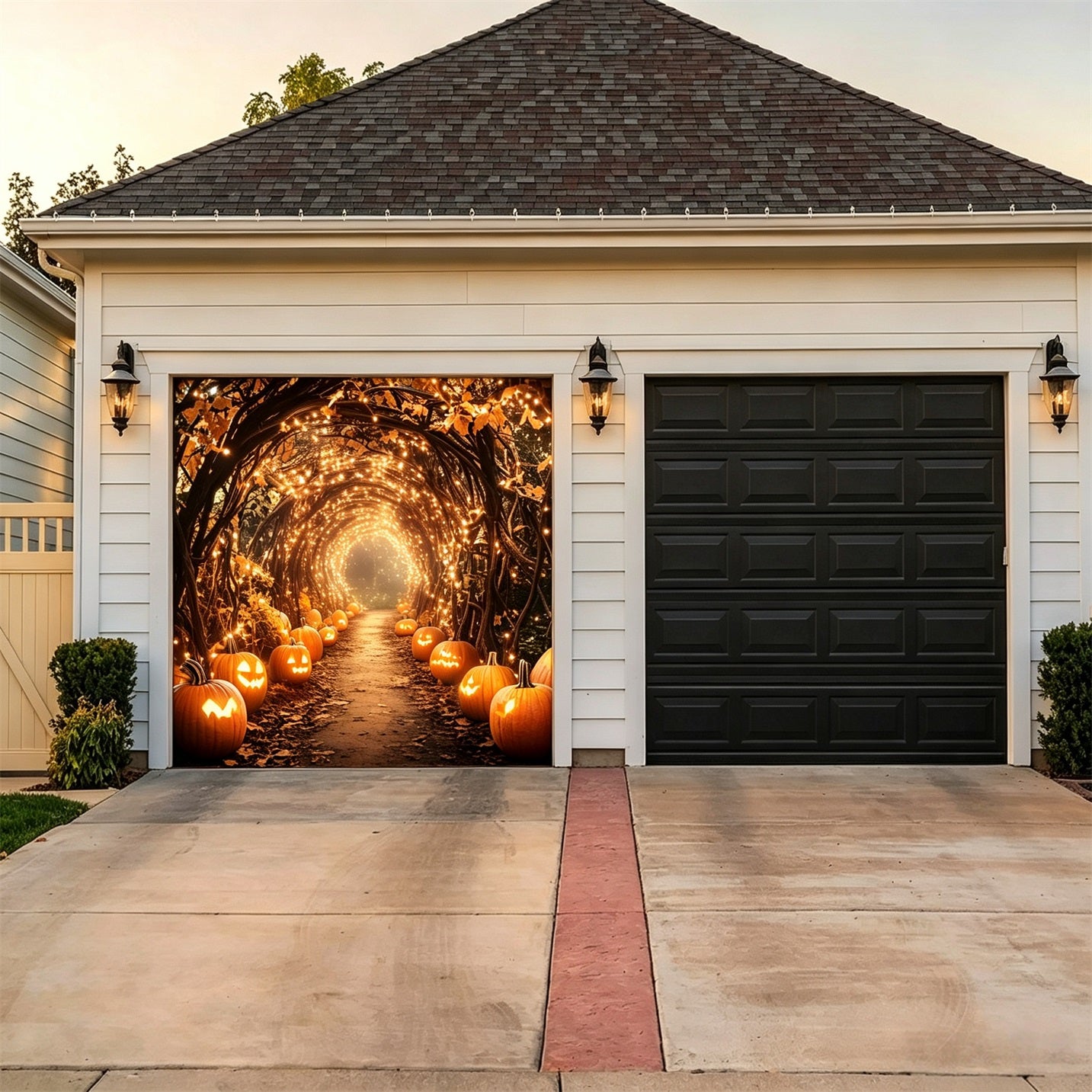 Halloween Glowing Pumpkin Tunnel Backdrop Decor Garage Door Banner GQ67-39