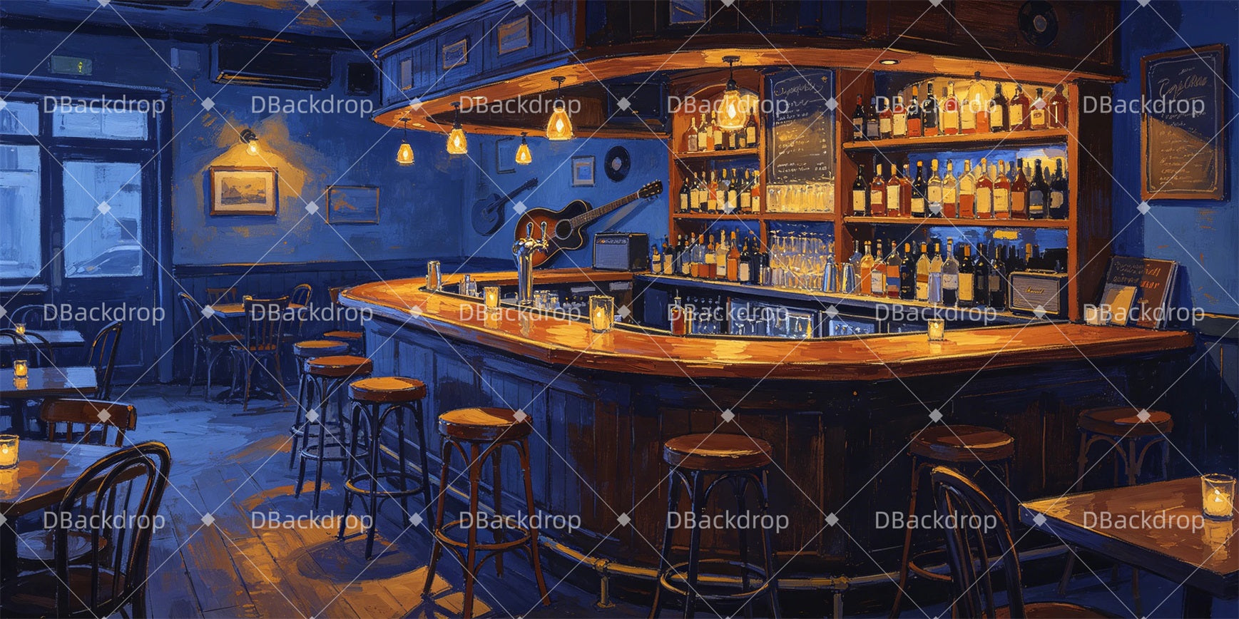 Large Stage Backdrops Blues Bar Interior Cheap Theater Backdrops GQ67-T16