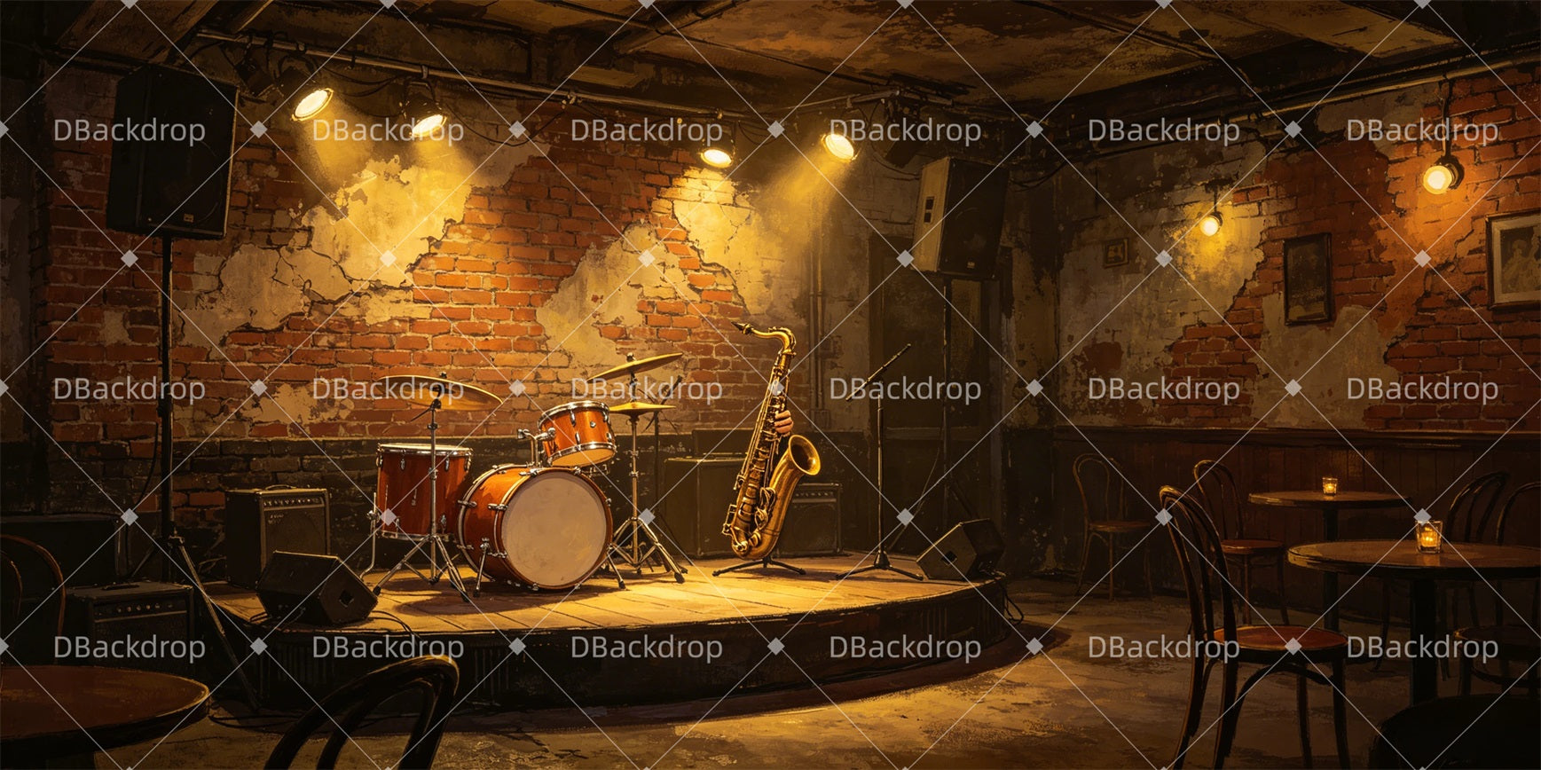 Theater Stage Backdrops Underground Jazz Club Performance Backdrop GQ67-T7
