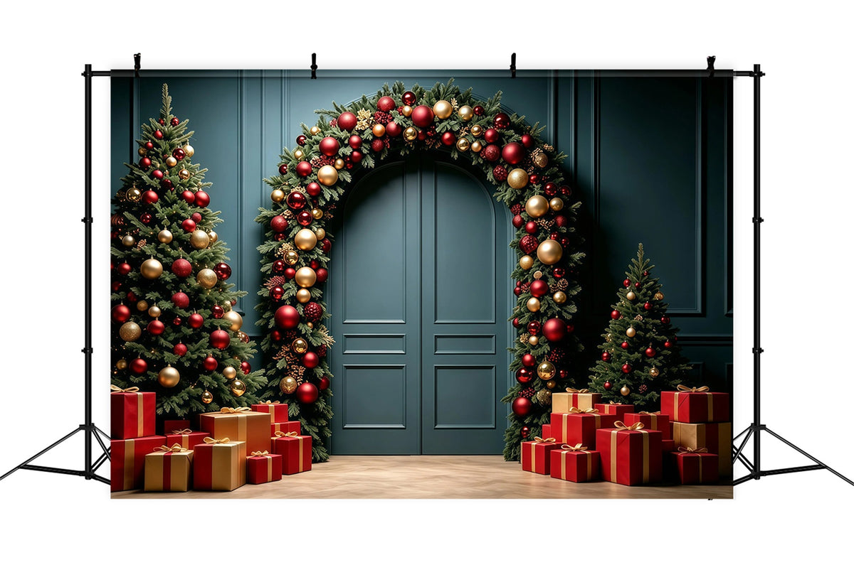 Christmas Wall Backdrop Luxury Garland Door Arch Christmas Studio Backdrop GQ68-96