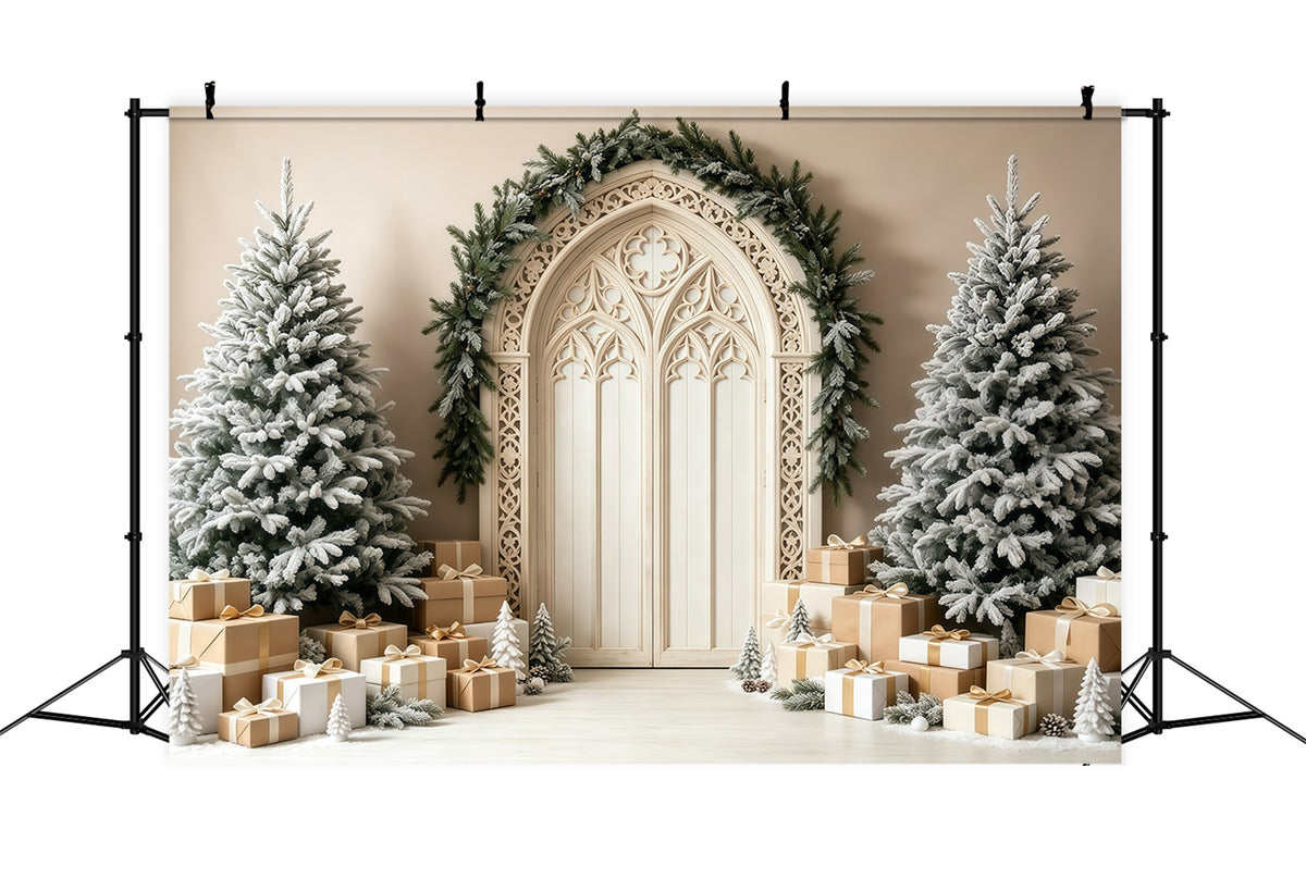 Christmas Arch Backdrop Ivory Gothic Archway Wall Christmas Backdrop GQ69-7