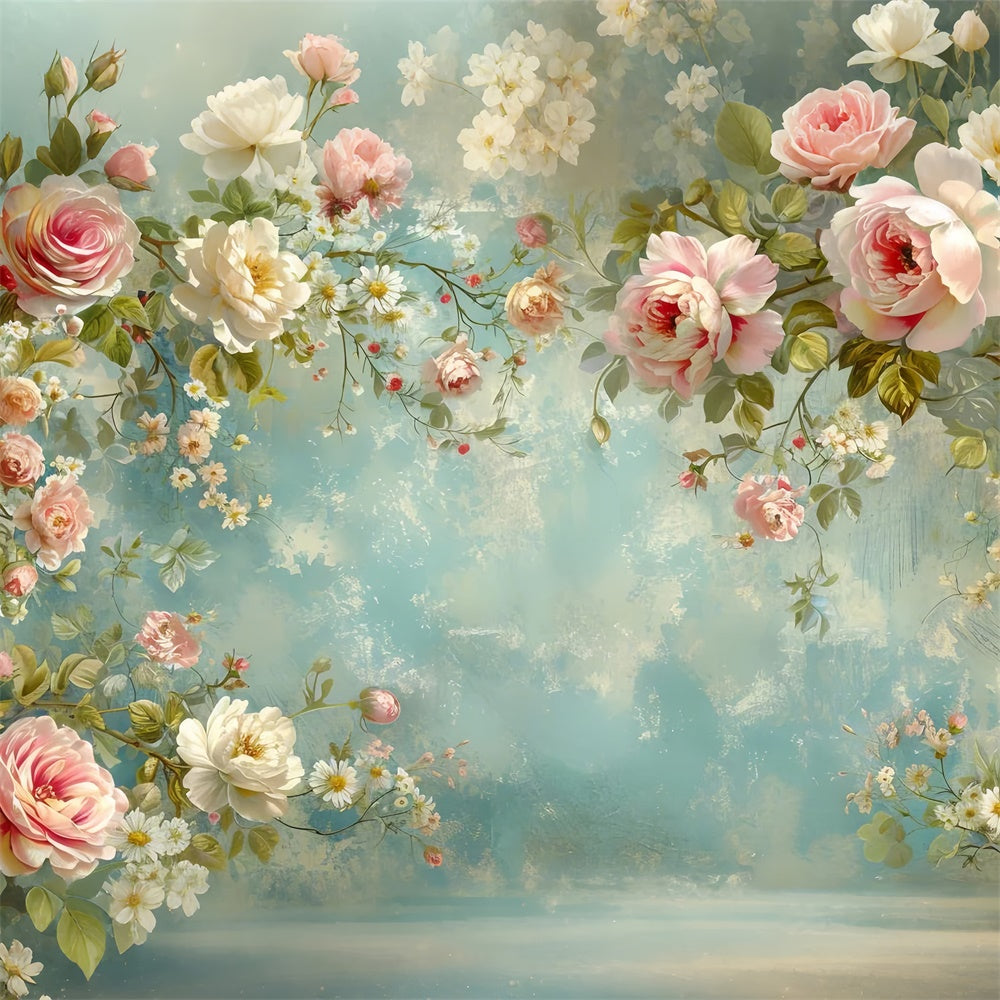 Backdrops Fine Art Delicate Pink Rose Vine Backdrop GTY-68