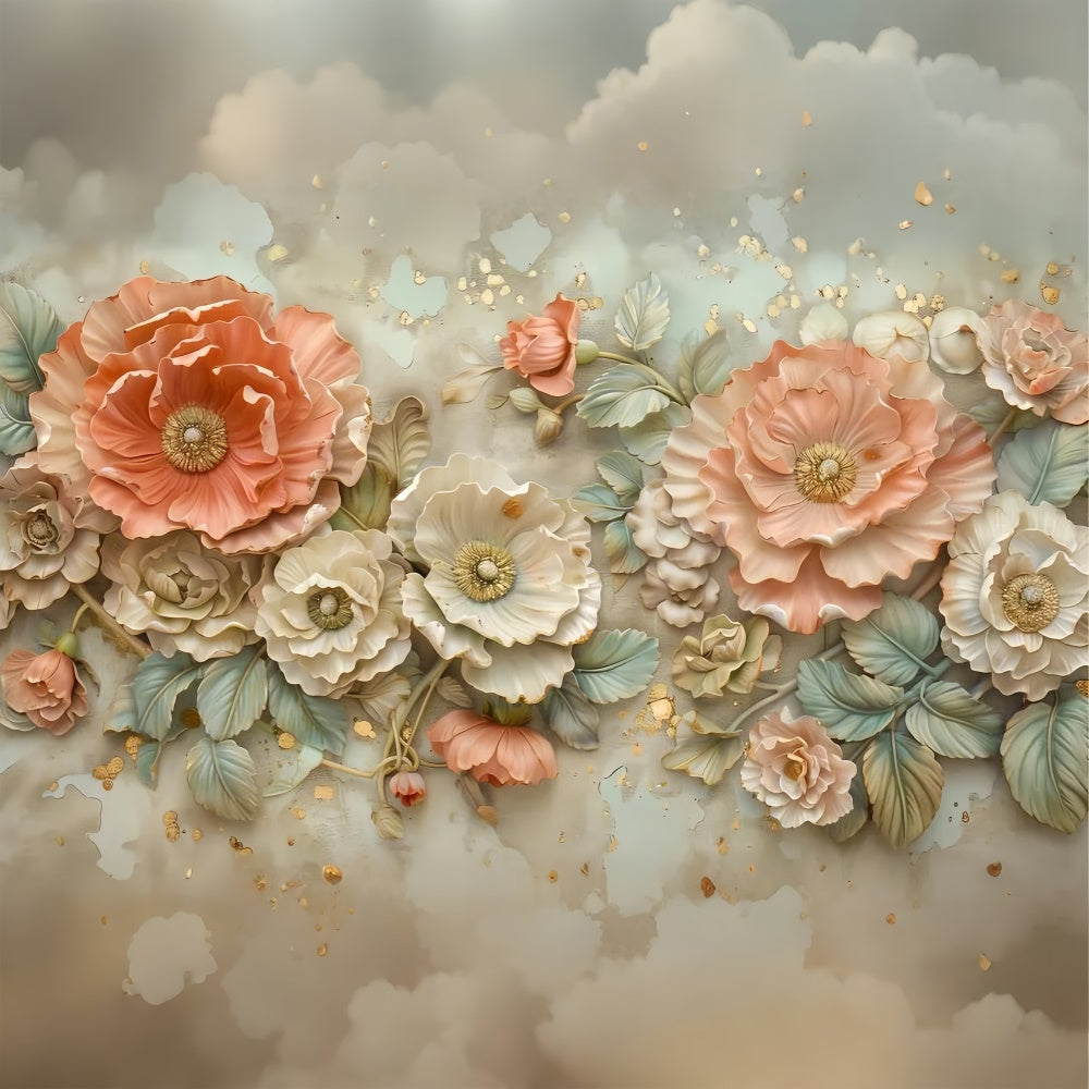 Backdrops For Maternity Photos Gold Embossed Floral Backdrop GTY2-35