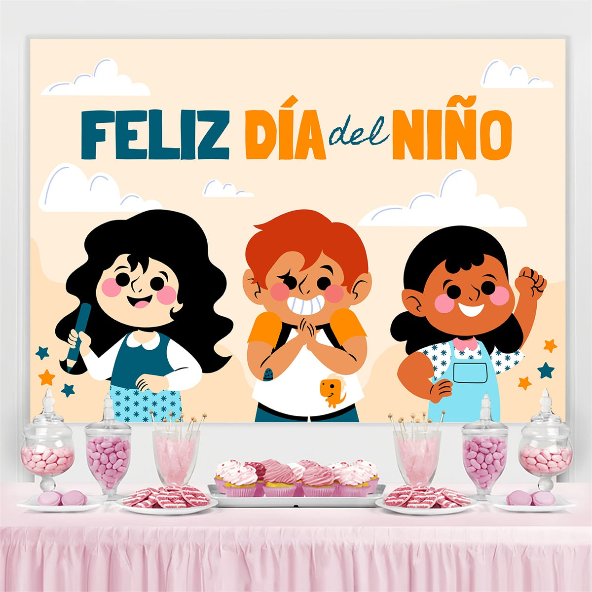 Mexican Children's Day Backdrop Happy Kids Creative Fun Backdrop GTY3-118