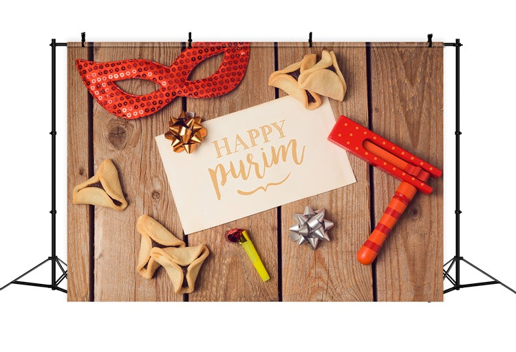 Purim Backdrop Mask Cookies Festive Celebration Backdrop GTY3-12