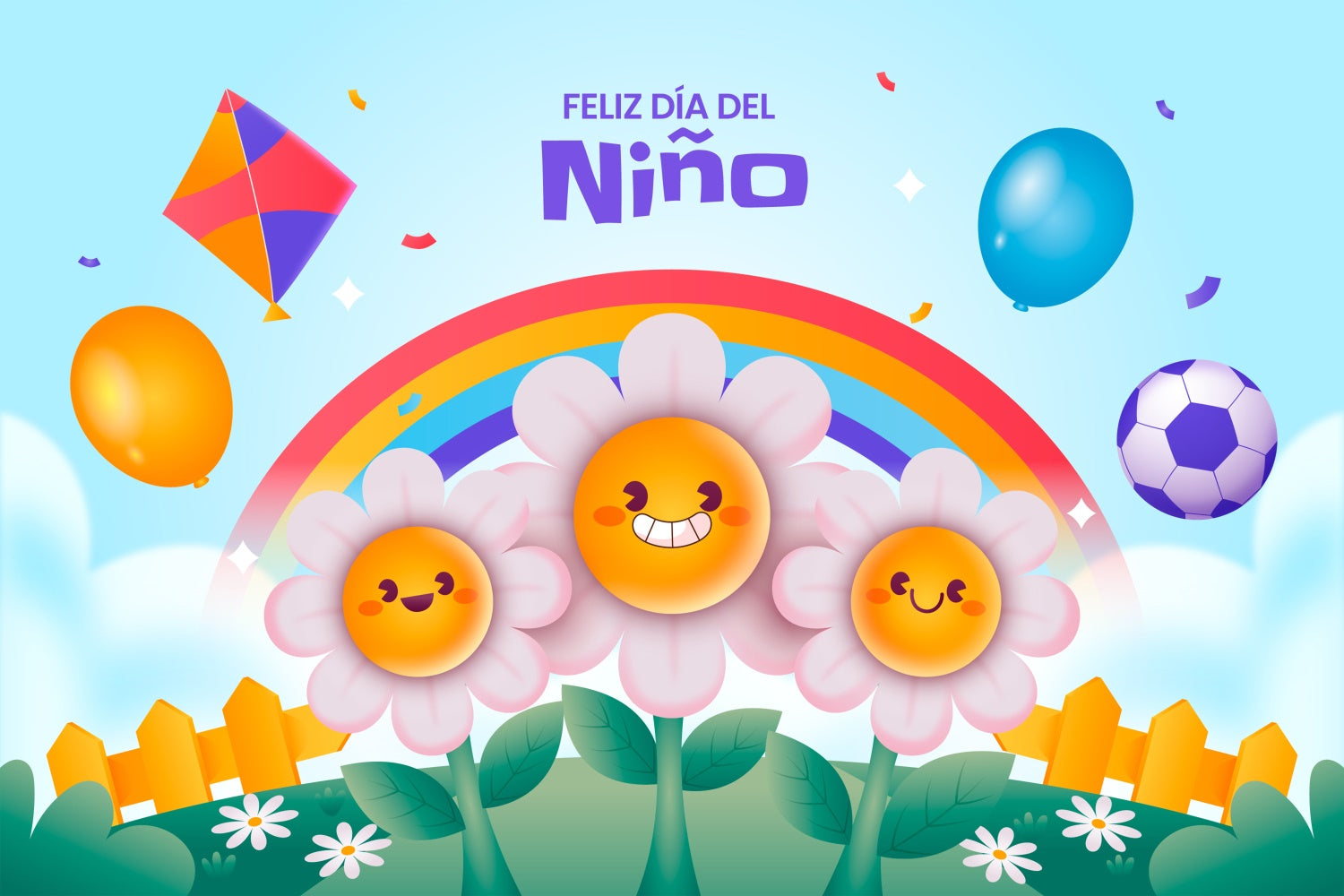 Mexican Children's Day Backdrop Balloons Rainbow Celebration Backdrop GTY3-125