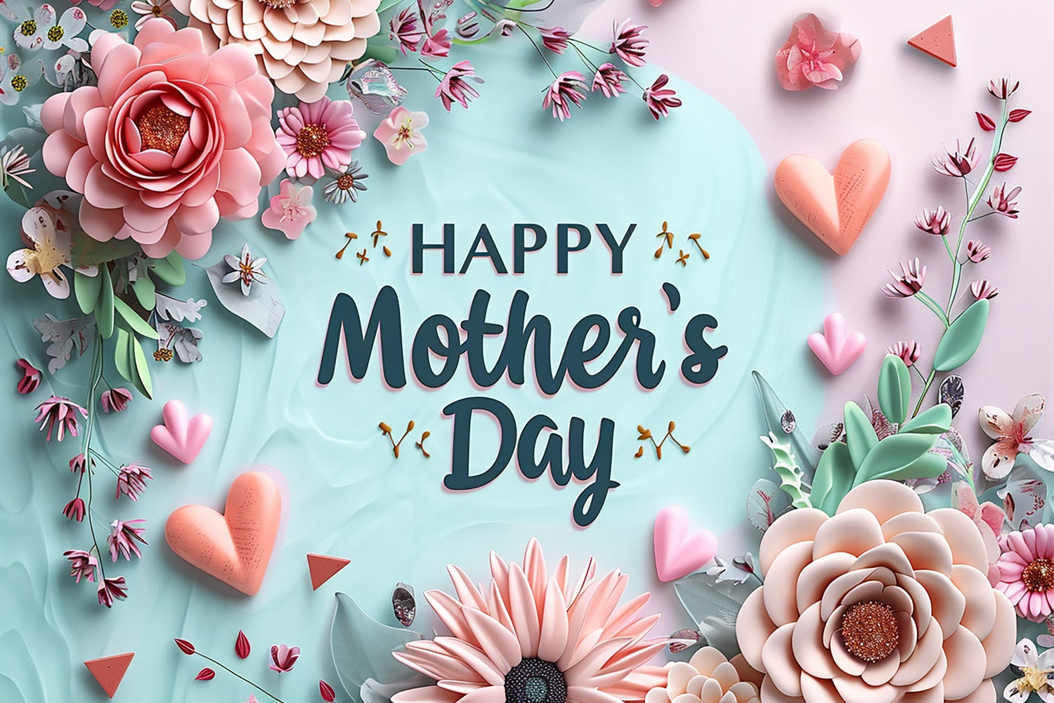 Mother's Day Backdrop Pastel Floral Elegant Heart Backdrop GTY3-139