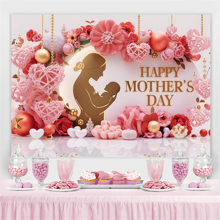 Mother's Day Backdrop Ornate Gold Frame Floral Backdrop GTY3-141