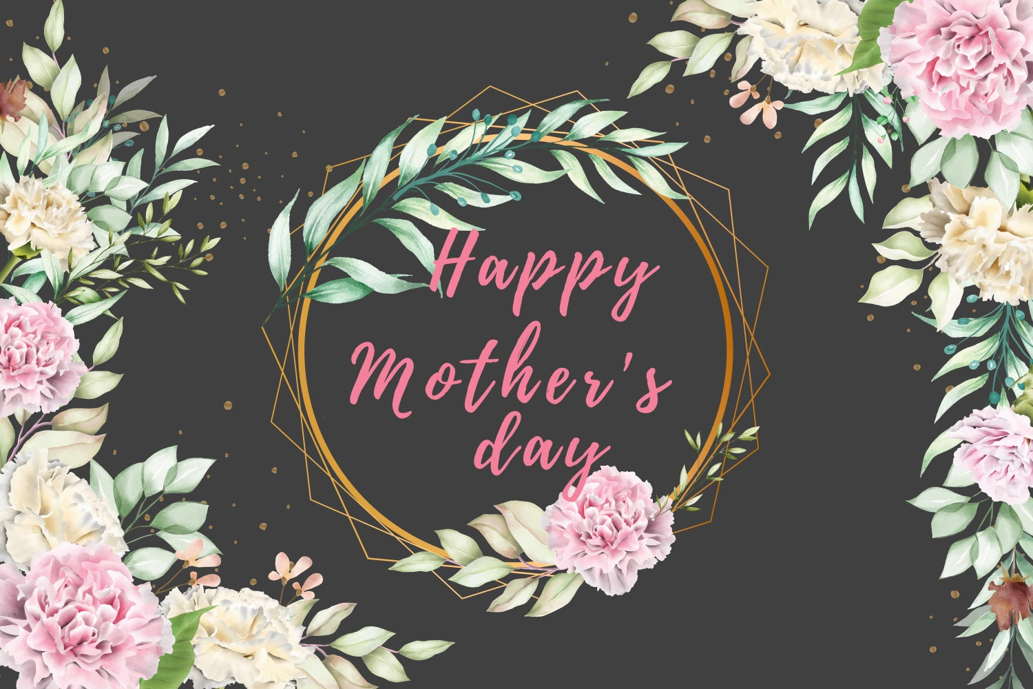 Backdrops For Mothers Day Pink Peony Geometric Frame Backdrop GTY3-157