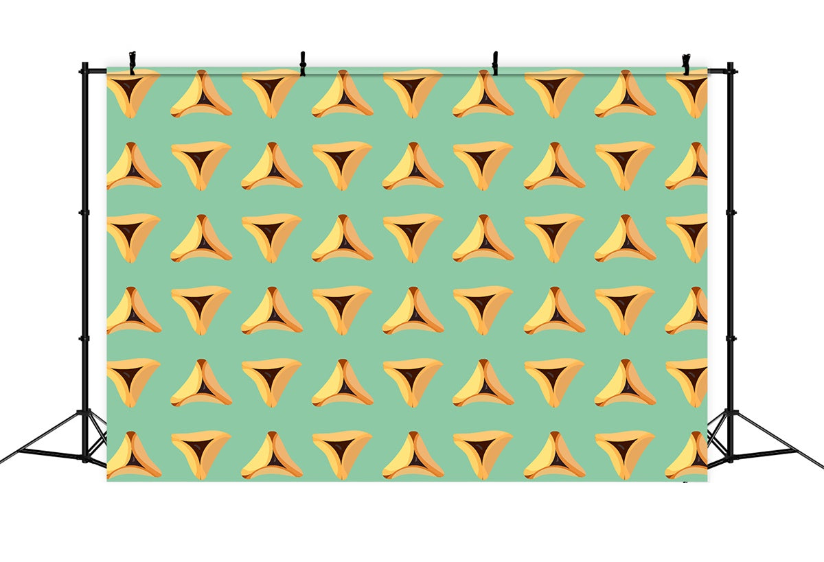 Purim Backdrop Festival Dessert Pattern Green Backdrop GTY3-17
