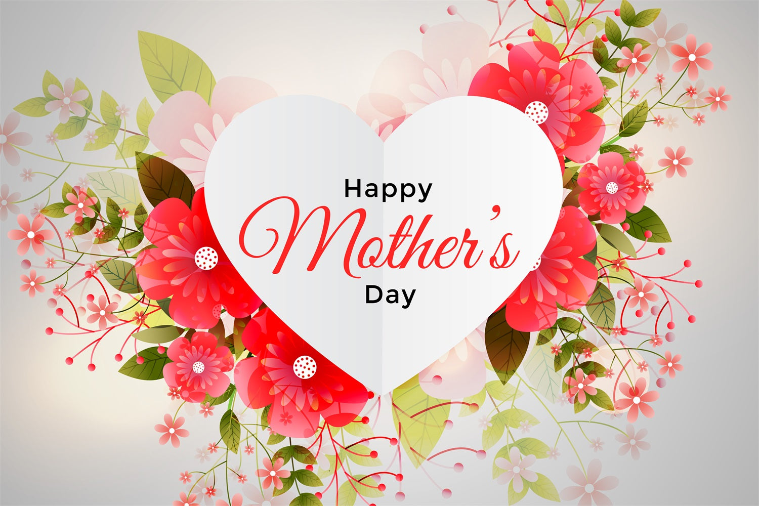 Backdrops For Mother's Day Red Floral Heart Personalised Backdrop GTY3-195