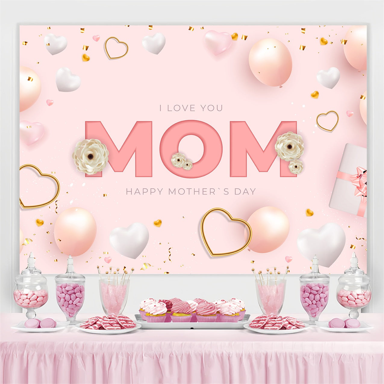 Mother's Day Backdrops Blush Balloon Party Personalised Backdrop GTY3-199