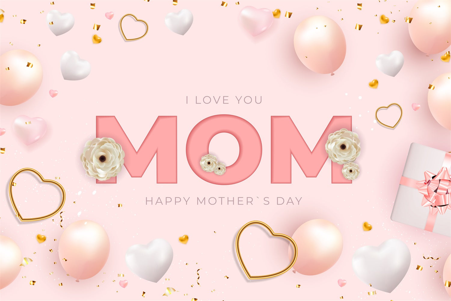 Mother's Day Backdrops Blush Balloon Party Personalised Backdrop GTY3-199